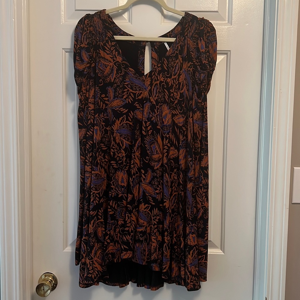 Free People long sleeve floral/leaf print dress